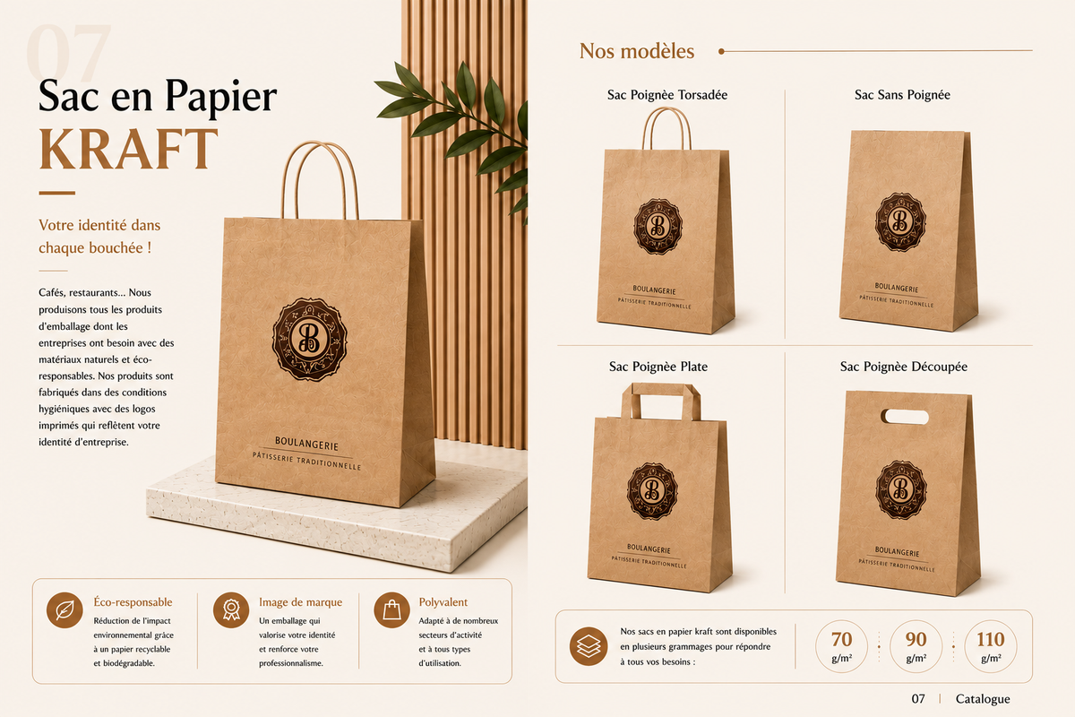 Sacs papier kraft personnalisés - vue agrandie