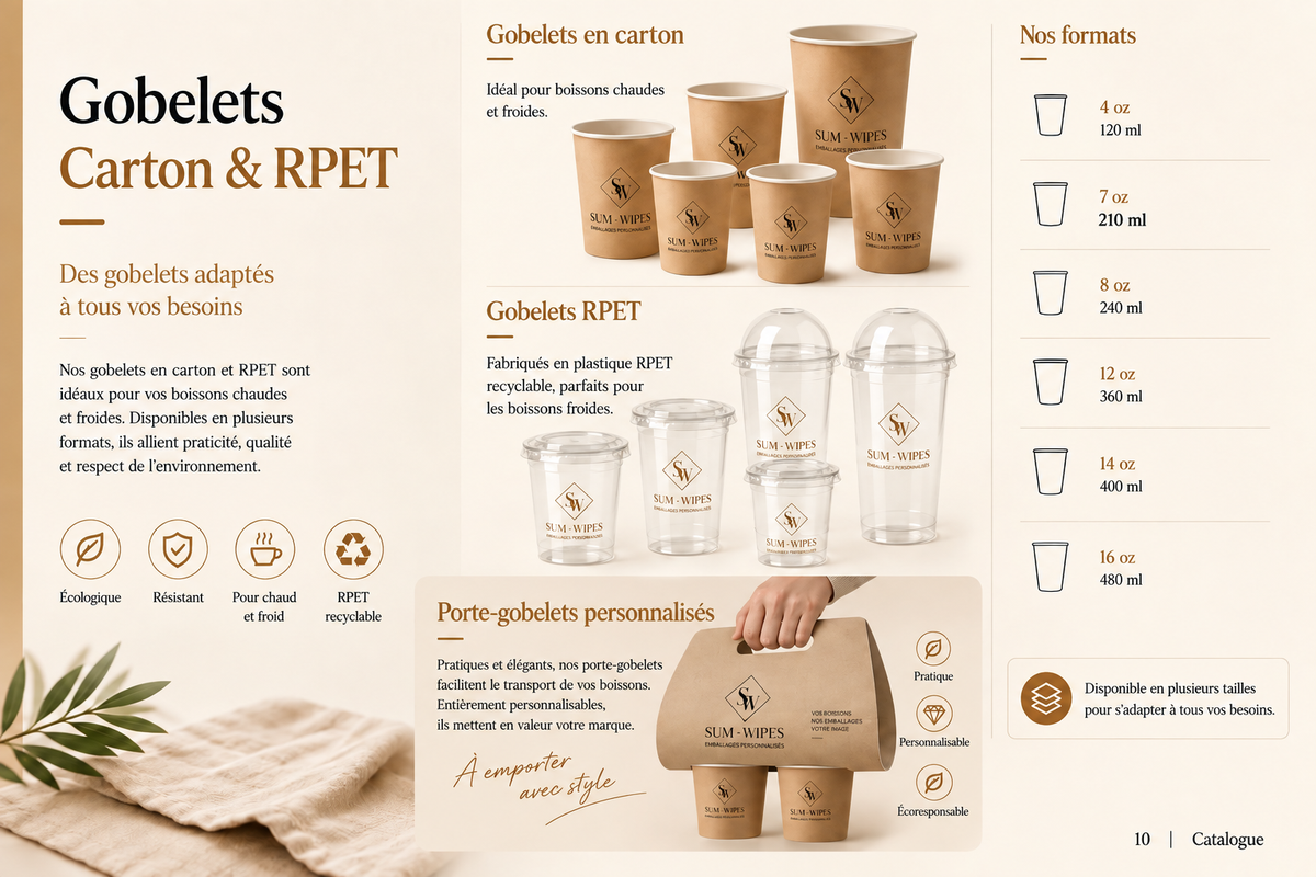 Gobelets carton RPET et porte-gobelets personnalisés